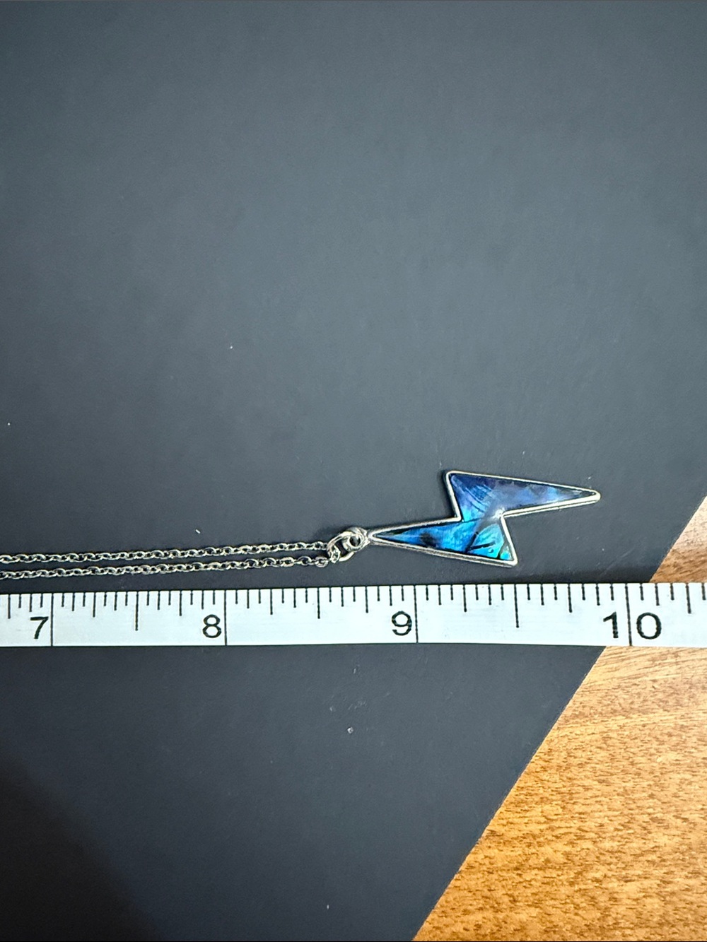Blue Lightning Bolt Pendant Necklace - Women Jewelry - Picture 3 of 3